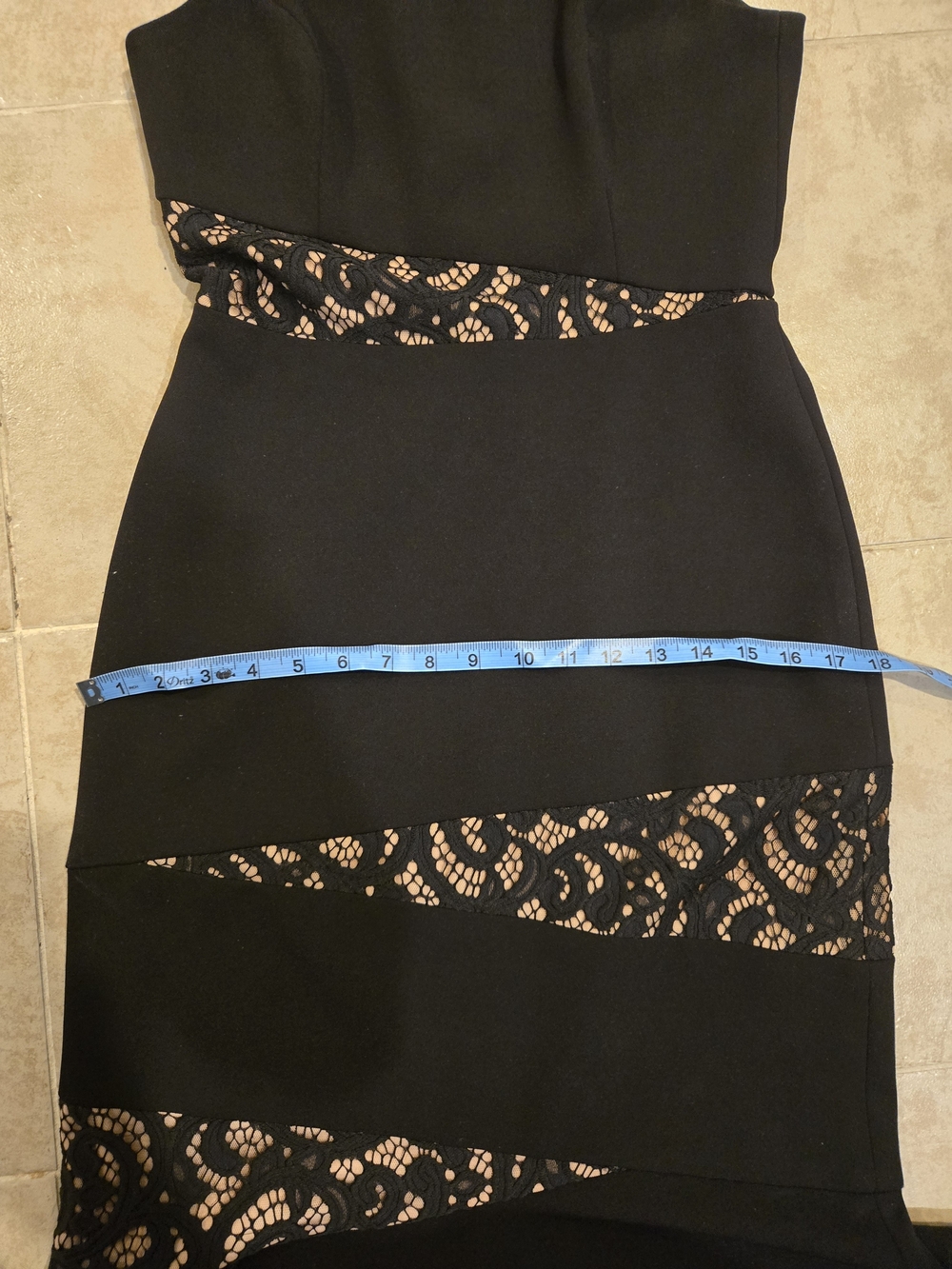 BCBGMaxAzria Black Asymmetrical Lace-Panel Dress - Picture 8 of 13